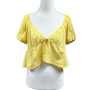 Sunday Best Kaia Crop Top Womens Size M Yellow Dainty Cottage Y2K